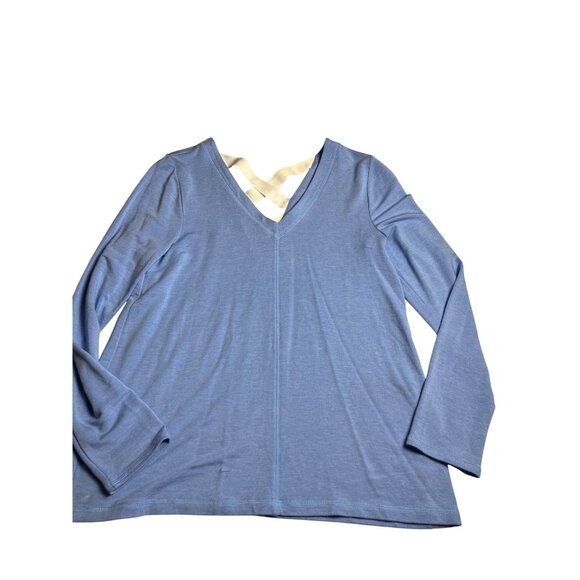 Lilly Pulitzer Luxletic Areli Pullover Top Blue Criss Cross Back Size M - Picture 3 of 13